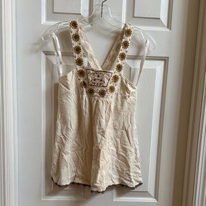 Embroidered Cream Women's Top